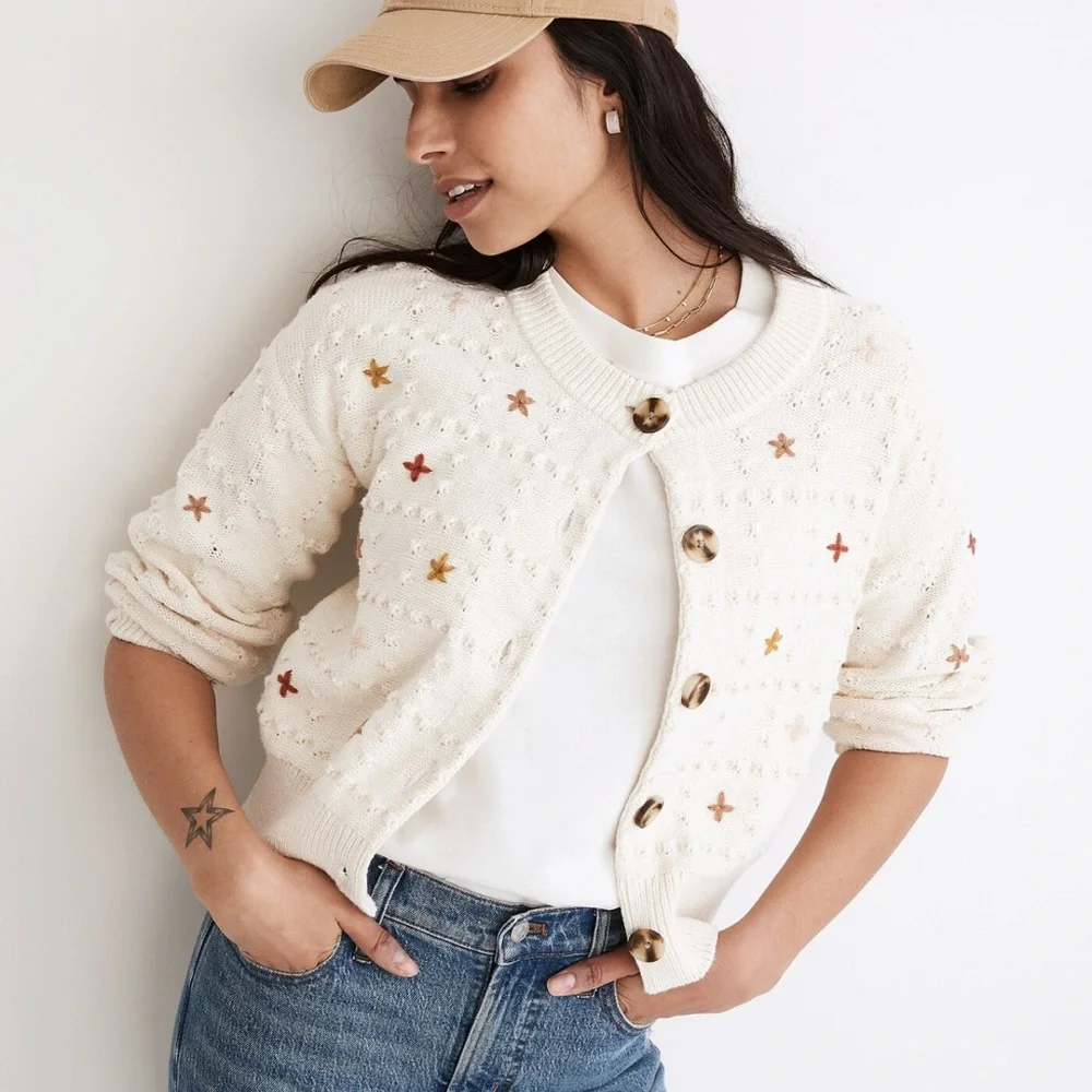 Madewell Embroidered Sandlin Cardigan Sweater